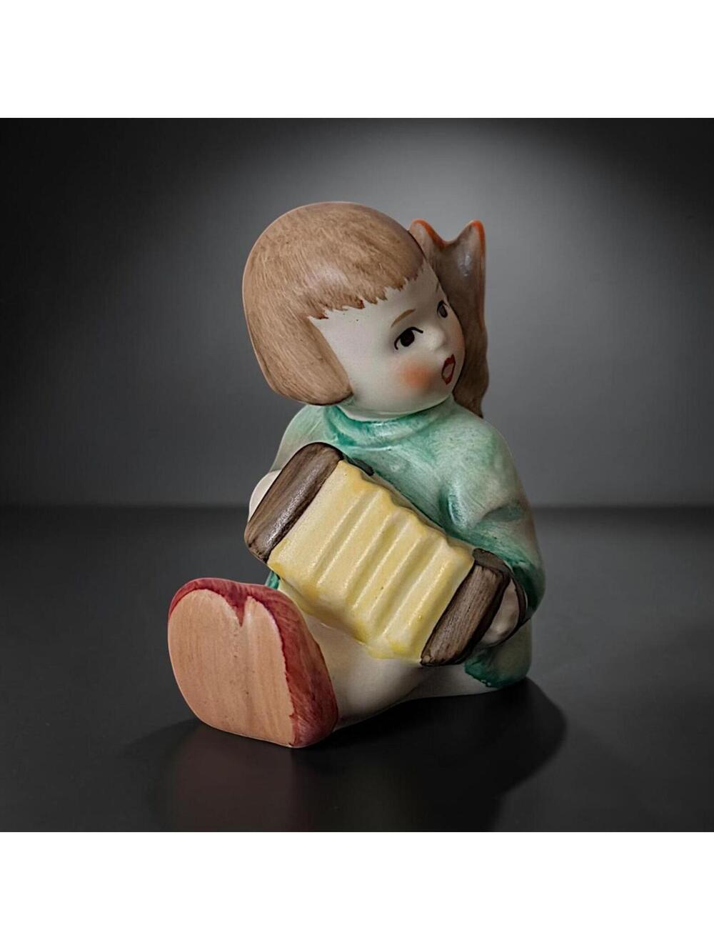 Vintage Goebel Hummel Angel With Accordion Figurine TMK6 W Germany 3" Tall